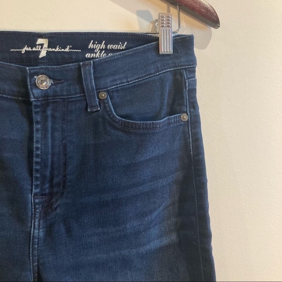 7 FOR ALL MANKIND Sz 29 High Waisted Ankle  Gwenevere Skinny Dark Wash Jeans - Picture 4 of 10